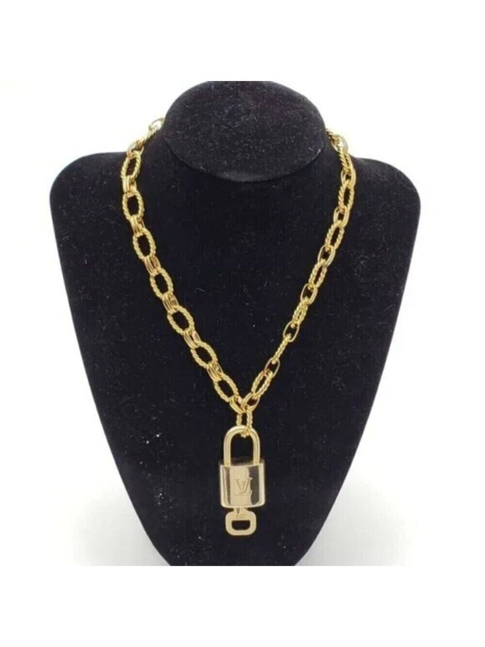 Authentic Louis Vuitton Lock & Key with Gold Plated Gold Chain Necklace